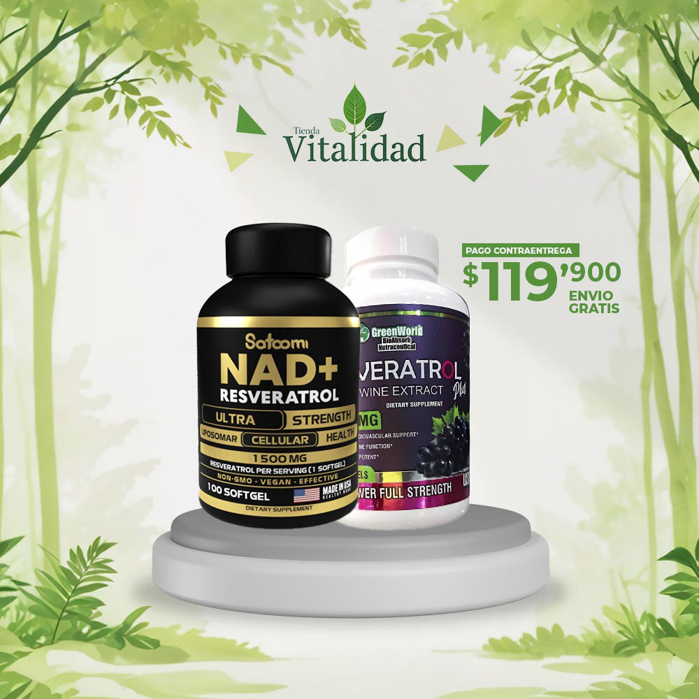 Combo Premium NAD+ & Resveratrol | Energía, Longevidad y Antienvejecimiento